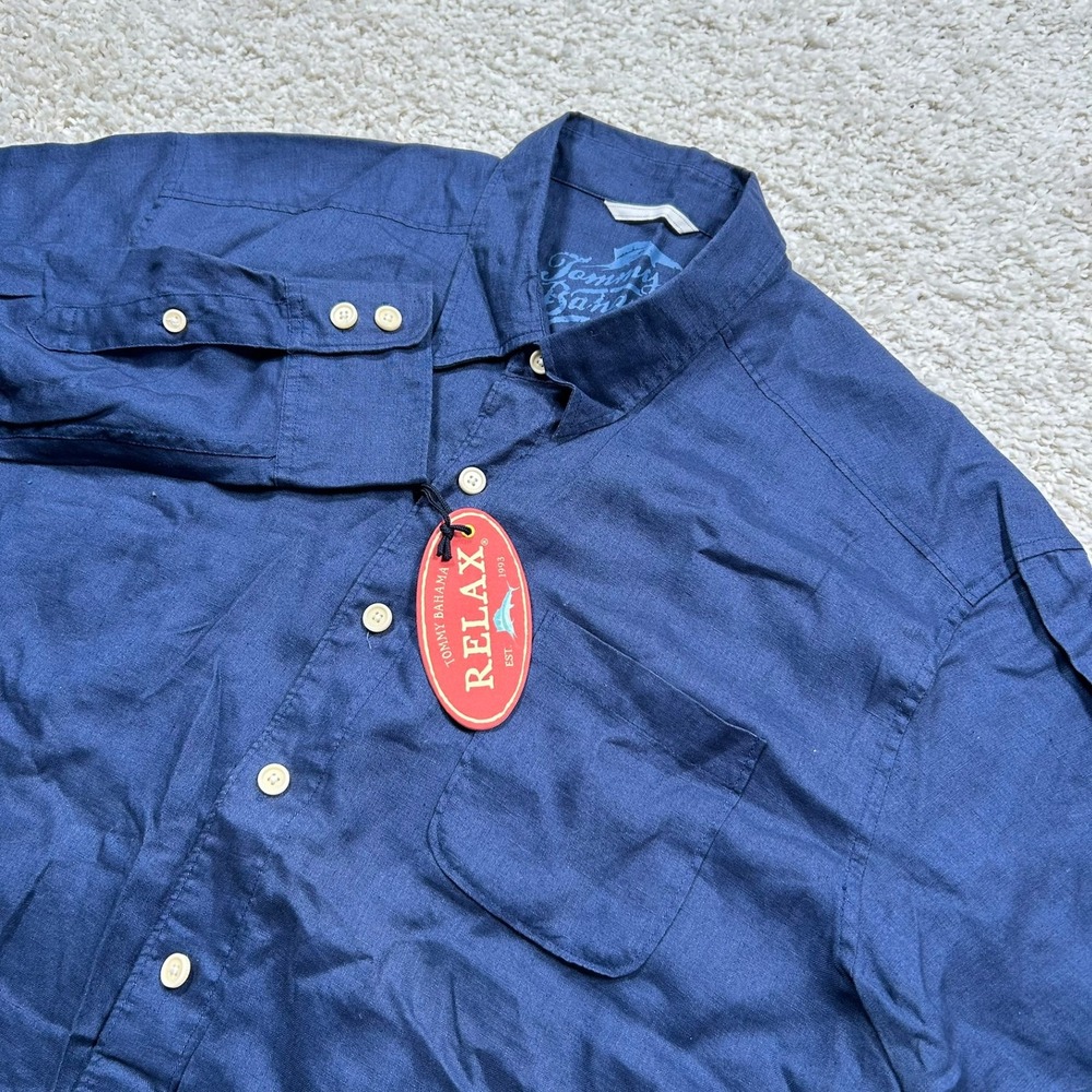 Tommy Bahama Easy Breezer Shirt XL Blue 100% Linen Relax Long Sleeve New NWT